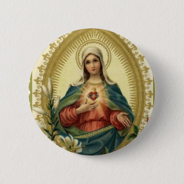 Bóton Redondo 5.08cm Mãe dolorosa imaculada abençoada da Virgem Maria (Frente)