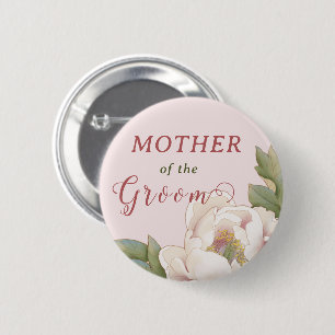Bóton Redondo 5.08cm Mãe Elegante do Groom Blush Floral Rosa Mas