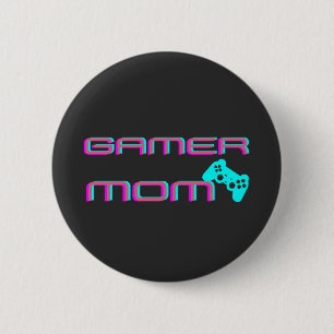 Bóton Redondo 5.08cm Mãe Gamer Neon Retro