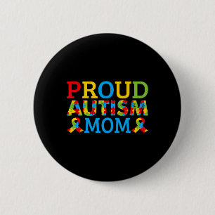 Bóton Redondo 5.08cm Mãe Orgulhosa Usa Peças de Puzzle Coloridas Pelo A