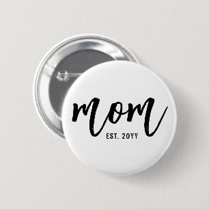 Bóton Redondo 5.08cm Mãe Personalizada. Tipografia de Script de Pincel 