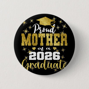 Bóton Redondo 5.08cm Mãe Super Orgulhosa de Graduado de 2026 Senior Gra