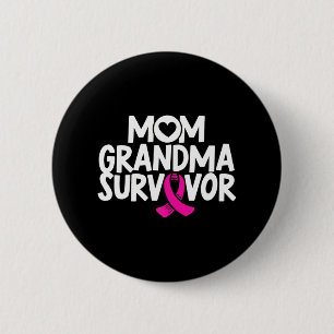 Bóton Redondo 5.08cm Mãe Vovó Sobrevivente do Cancer de Mama Rosa