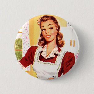 Bóton Redondo 5.08cm Magia de Cozinha Vintage Retro Feminina Kitsch dos