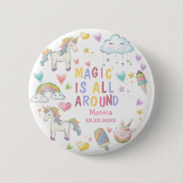 Bóton Redondo 5.08cm Magic está em volta de um aniversário de unicórnio