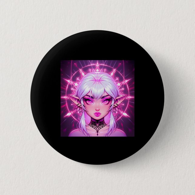 Bóton Redondo 5.08cm Magic Fantasy Elf Anime Girl Sticker (Frente)
