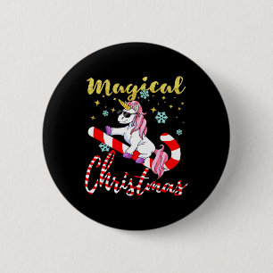 Bóton Redondo 5.08cm Magic Unicorn para o Natal com Glitter
