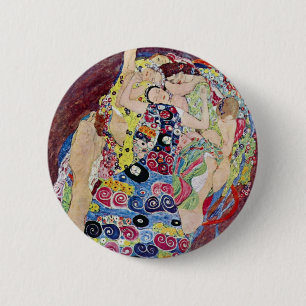 Bóton Redondo 5.08cm Maiden (Virgem), Gustav Klimt, Vintage Art Nouveau