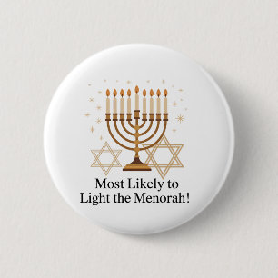 Bóton Redondo 5.08cm Mais propenso a acender o judeu Menorah Hanukkah
