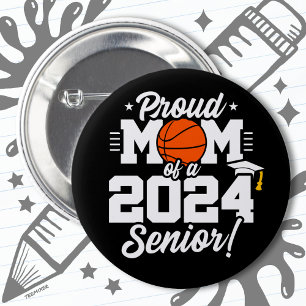 Bóton Redondo 5.08cm Mais velho de basquete Classe 2024 - Mãe Orgulhosa