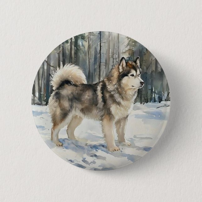 Bóton Redondo 5.08cm Malamute do Alasca (Frente)