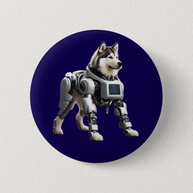 Bóton Redondo 5.08cm Malamute Robot Button (Frente)