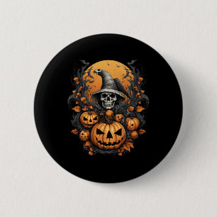 Bóton Redondo 5.08cm Maldita Caveira da Bruxa de Pumpkin de Halloween