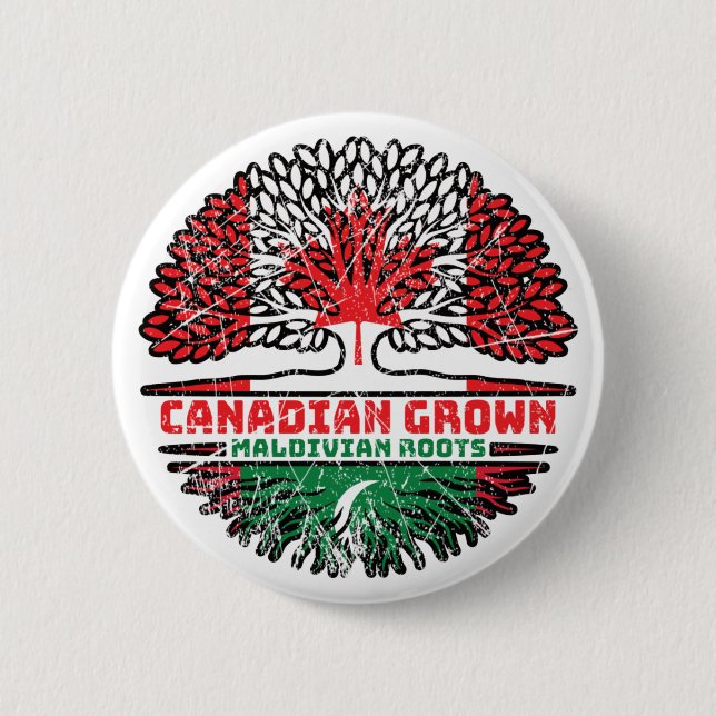 Bóton Redondo 5.08cm Maldivas Maldivian Canada Tree Roots Flag (Frente)