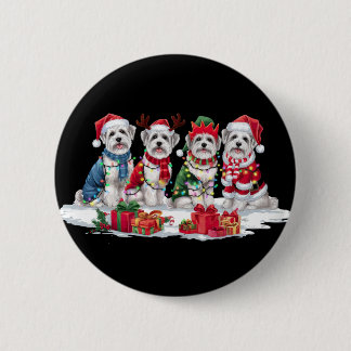 Bóton Redondo 5.08cm Maltês Santa que chifre as luzes de Natal