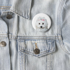 Bóton Redondo 5.08cm Maltês: White Adorable Puppy Wonder