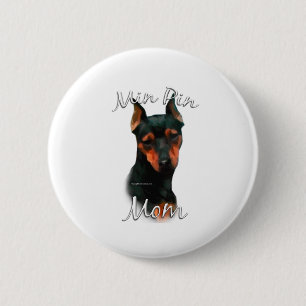 Bóton Redondo 5.08cm Mamã 2 do Pinscher diminuto (preto)