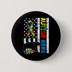Bóton Redondo 5.08cm Mama Bear Correspondendo Autismo Familiar Oferece