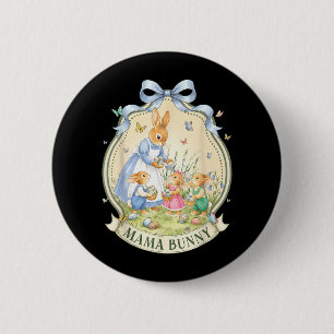 Bóton Redondo 5.08cm Mama Bunny Vintage para Crianças Meninas Mulheres