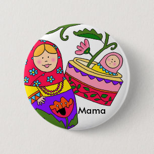 Bóton Redondo 5.08cm Mamã nova do bebê de Matryoshka