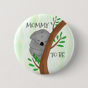 Bóton Redondo 5.08cm Mamãe A Ser   Chá de fraldas Koala