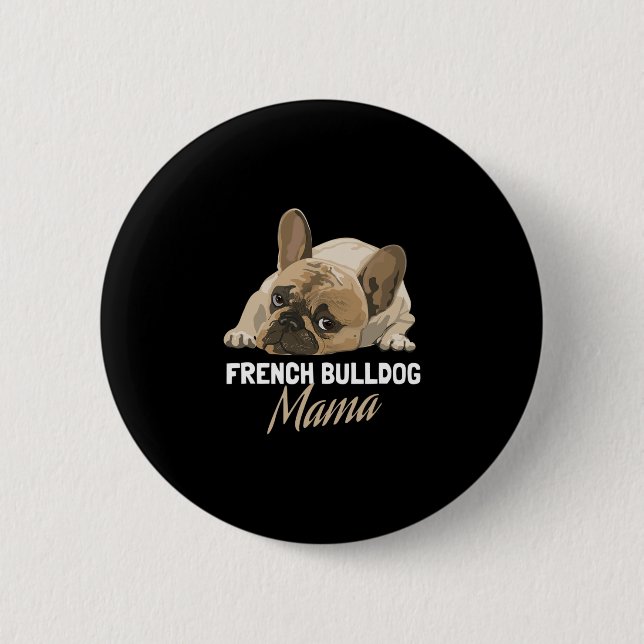 Bóton Redondo 5.08cm Mamãe Buldogue Touros Cachorros (Frente)