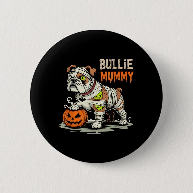 Bóton Redondo 5.08cm Mamãe Bulldog de Halloween (Frente)