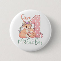 Mamãe e Bebê Raposa Rosa 1º Dia das Mães