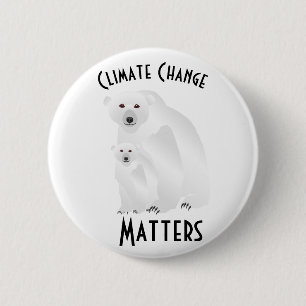 Bóton Redondo 5.08cm Mamãe e Cub Polar Bear Coisa Mudanças Climáticas