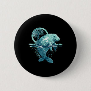 Bóton Redondo 5.08cm Manatee Earth Day Manatee Trabalho de arte