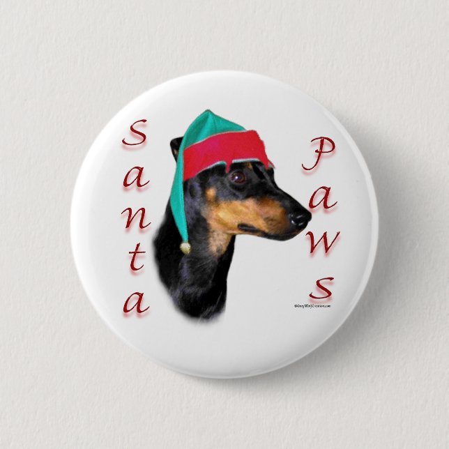 Bóton Redondo 5.08cm Manchester Terrier Papais noeis Paws (Frente)