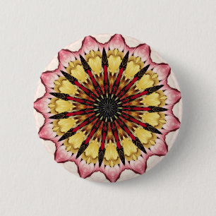 Bóton Redondo 5.08cm Mandala de Lanças Tribais e Corações Desvanecendo