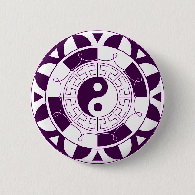 Bóton Redondo 5.08cm Mandala de Yin Yang (Frente)