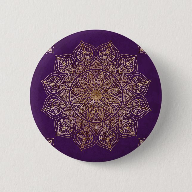 Bóton Redondo 5.08cm Mandala Dourado (Frente)