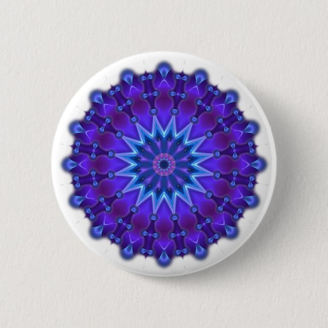Bóton Redondo 5.08cm Mandala estrela em azul (Frente)