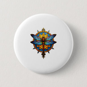Bóton Redondo 5.08cm Mandala Libélula Luminosa Geometria Sagrada Espiri