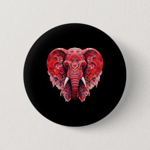 Bóton Redondo 5.08cm Mandala Vermelha Aart Elefante Tril Yoga Gráfico