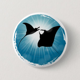 Bóton Redondo 5.08cm Manta Ray Underwater Aquatic Life
