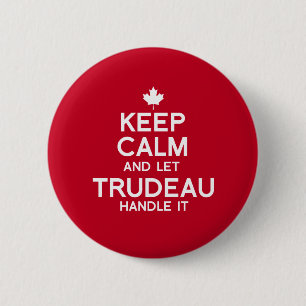 Bóton Redondo 5.08cm Mantenha a calma e deixe Trudeau manuseá-la - bra