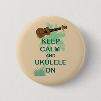 Bóton Redondo 5.08cm Mantenha a calma e o Ukulele no impressão original
