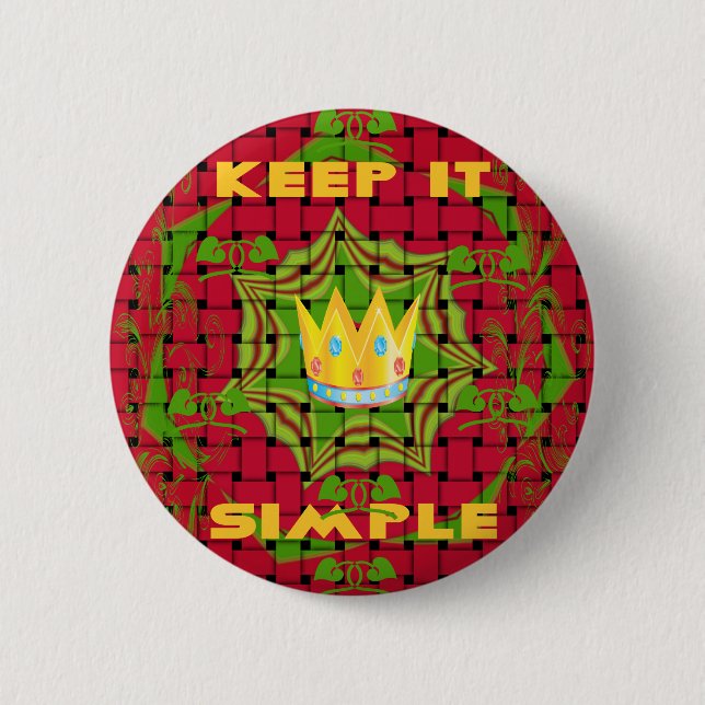 Bóton Redondo 5.08cm Mantenha Simples: impressão Floral Vermelho De For (Frente)