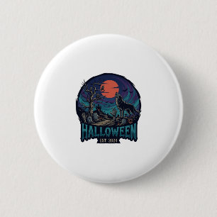 Bóton Redondo 5.08cm Mão de Zumbi da Lua Vermelha do Lobo Uivando no Ha