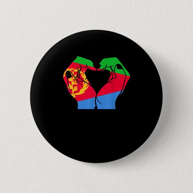 Bóton Redondo 5.08cm Mãos Coradas com Bandeira Eritreia (Frente)
