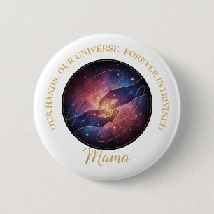 Bóton Redondo 5.08cm Mãos da Mamãe Celestial Galáxia Universo