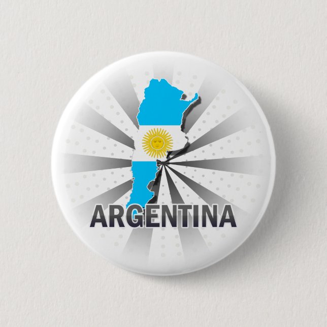 Bóton Redondo 5.08cm Mapa 2,0 da bandeira de Argentina (Frente)