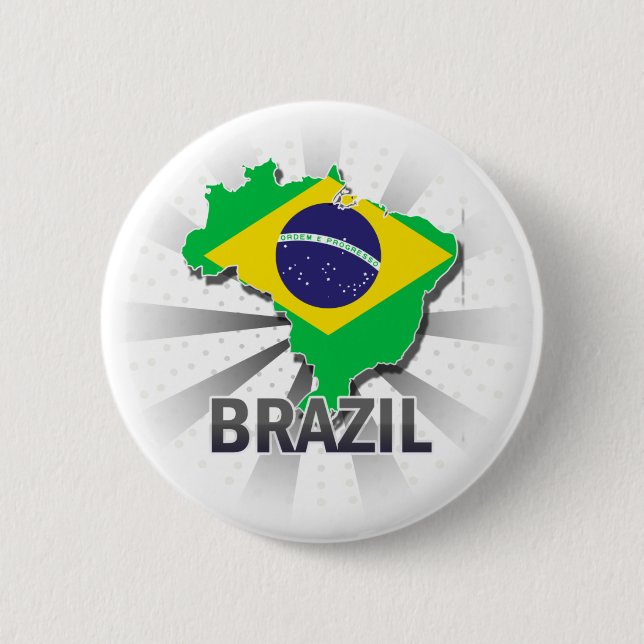 Bóton Redondo 5.08cm Mapa 2,0 da bandeira de Brasil (Frente)