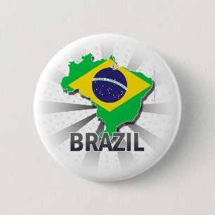 Bóton Redondo 5.08cm Mapa 2,0 da bandeira de Brasil