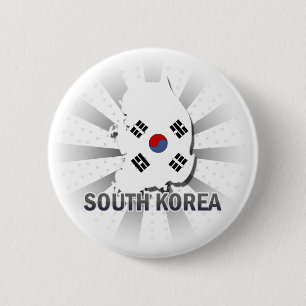 Bóton Redondo 5.08cm Mapa 2,0 da bandeira de Coreia do Sul
