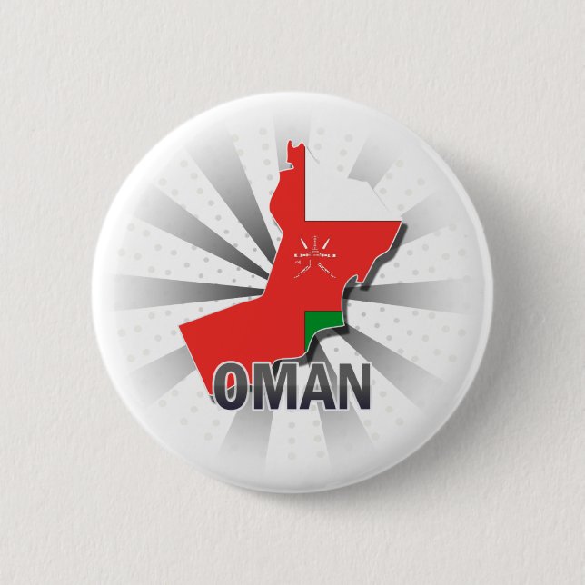 Bóton Redondo 5.08cm Mapa 2,0 da bandeira de Oman (Frente)