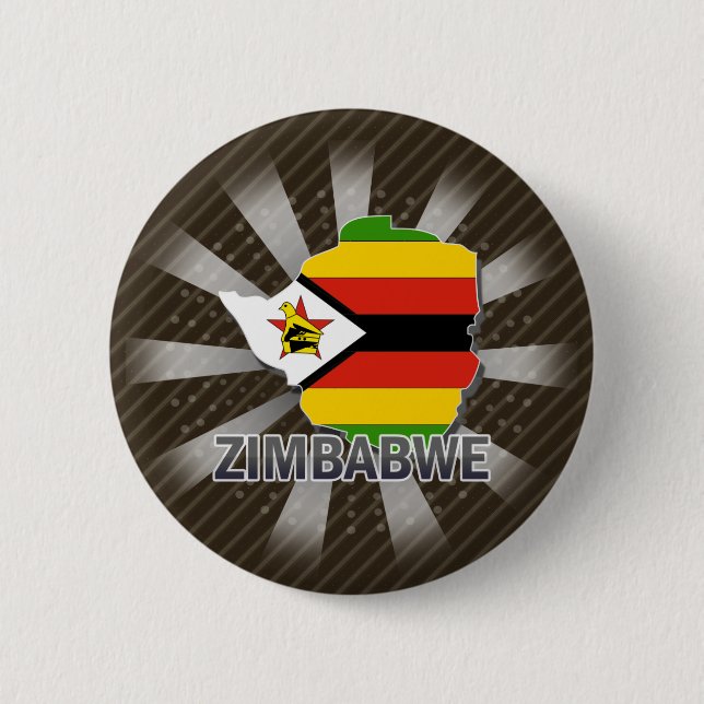 Bóton Redondo 5.08cm Mapa 2,0 da bandeira de Zimbabwe (Frente)